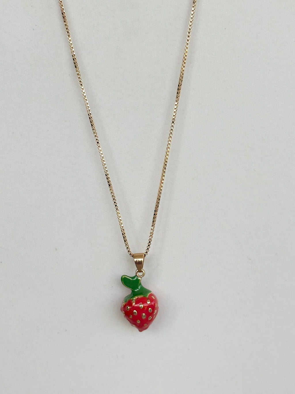 Strawberry Enamel Pendant Necklace