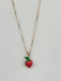 Strawberry Enamel Pendant Necklace