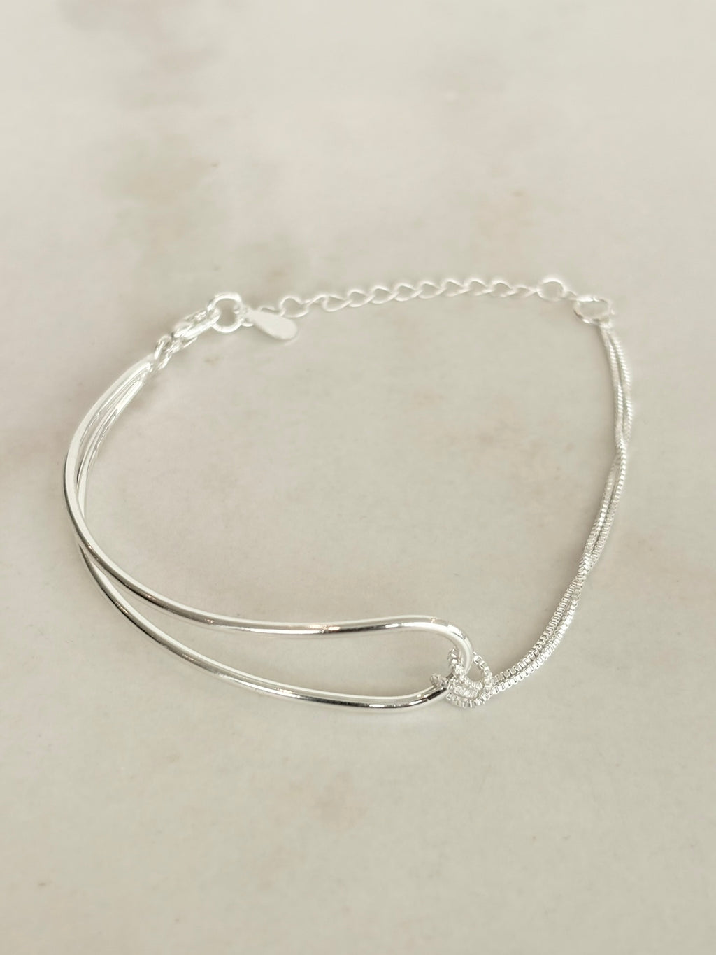 Sterling Silver Loop and Chain Bracelet