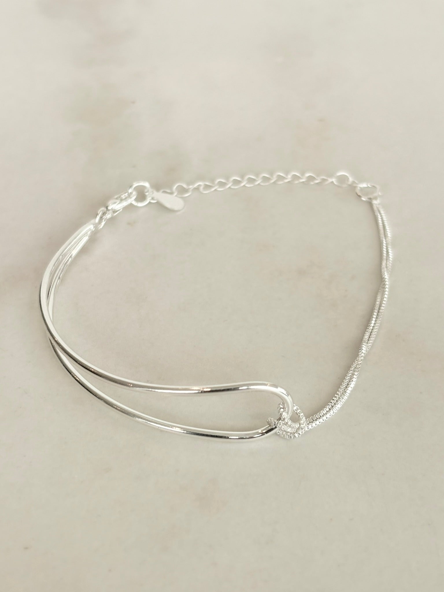 Sterling Silver Loop and Chain Bracelet