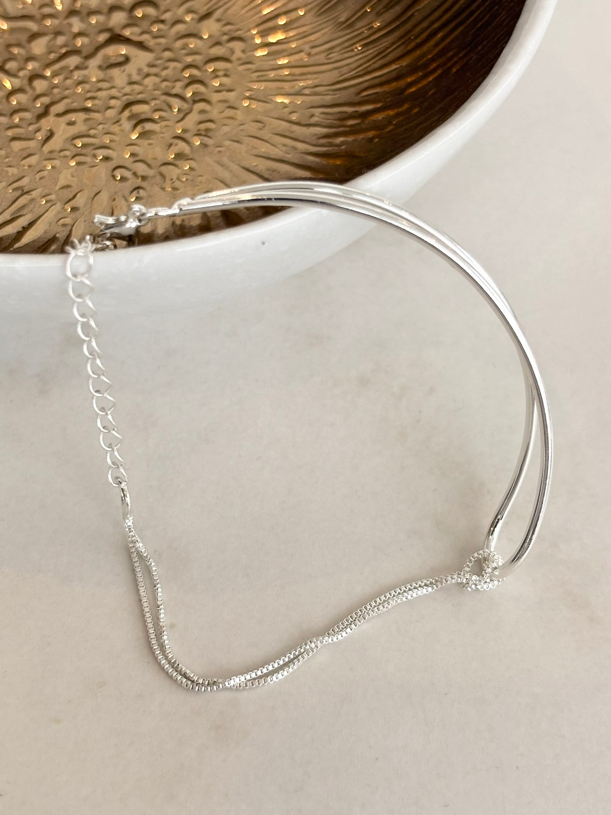 Sterling Silver Loop and Chain Bracelet