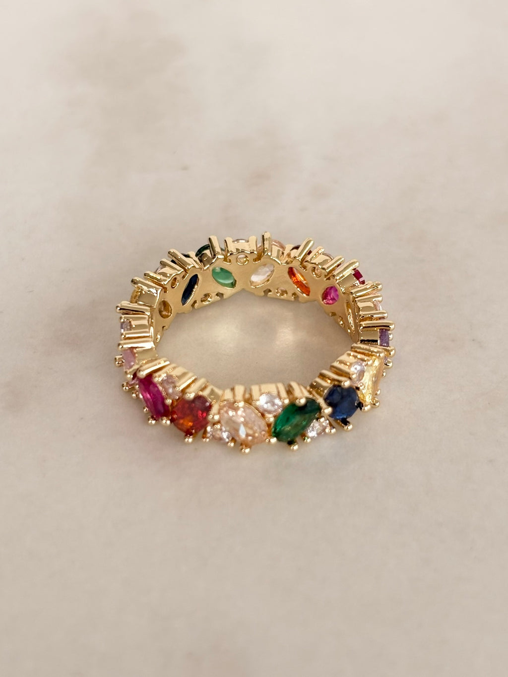 Gold Multicolour CZ Eternity Ring