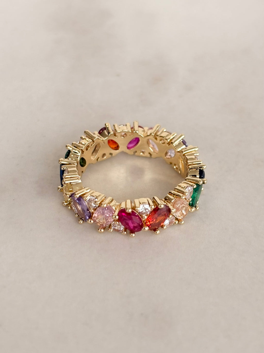 Gold Multicolour CZ Eternity Ring