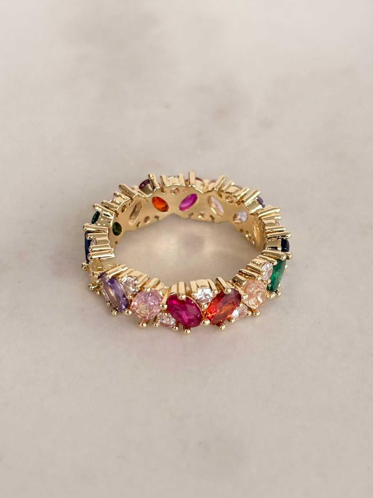 Gold Multicolour CZ Eternity Ring