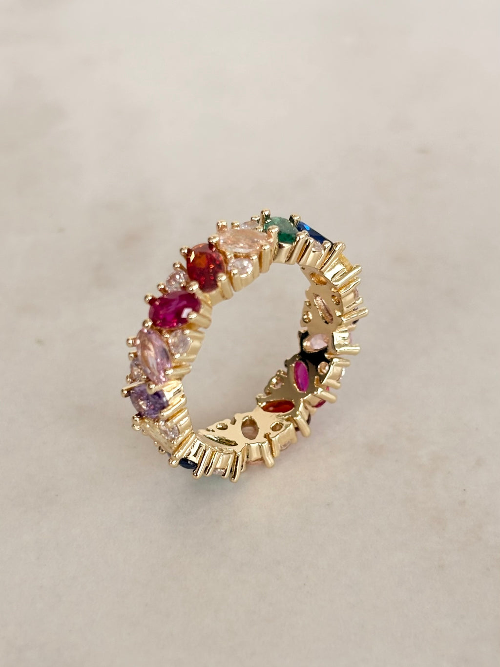 Gold Multicolour CZ Eternity Ring