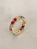 Gold Multicolour CZ Eternity Ring