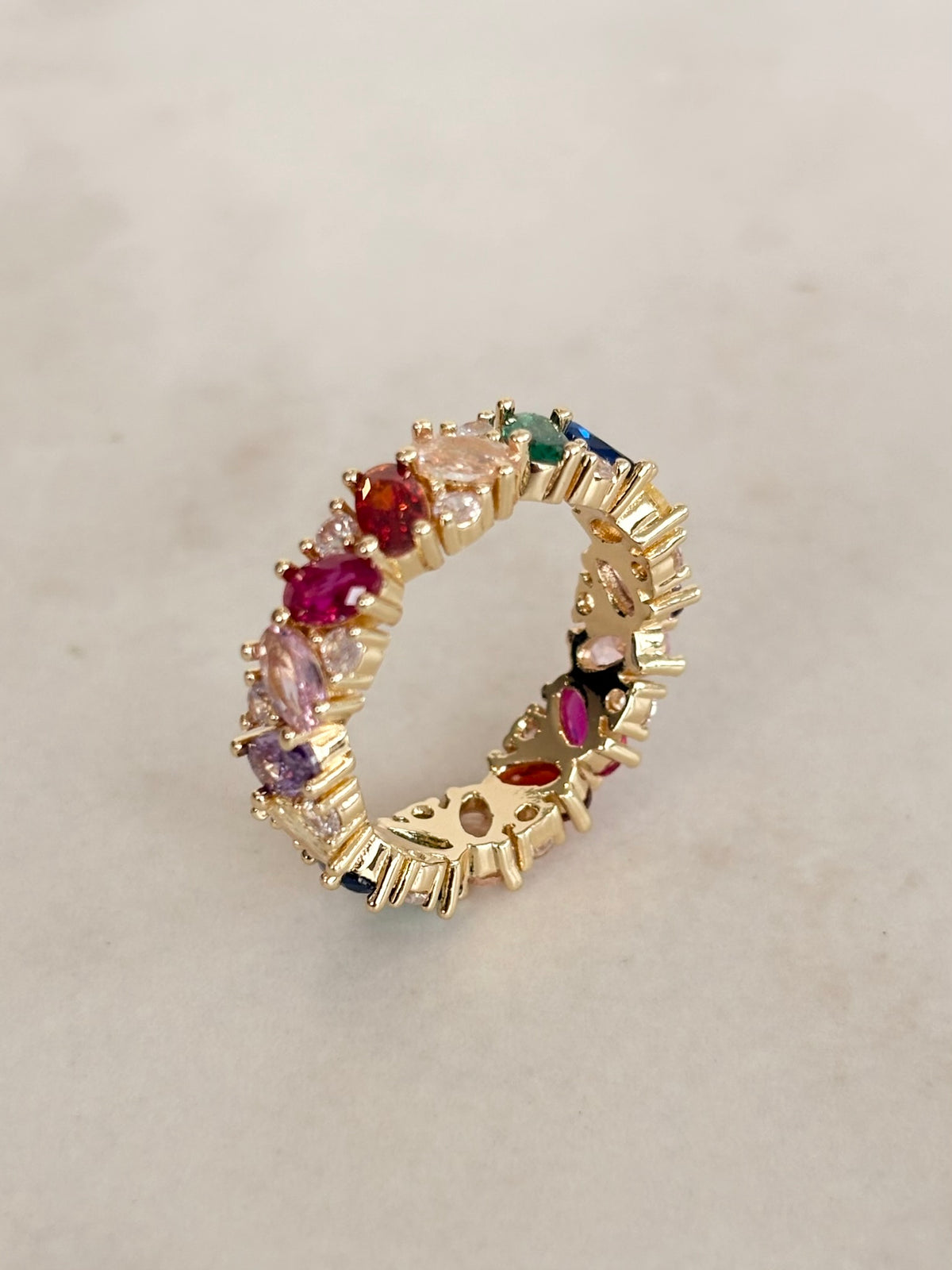 Gold Multicolour CZ Eternity Ring