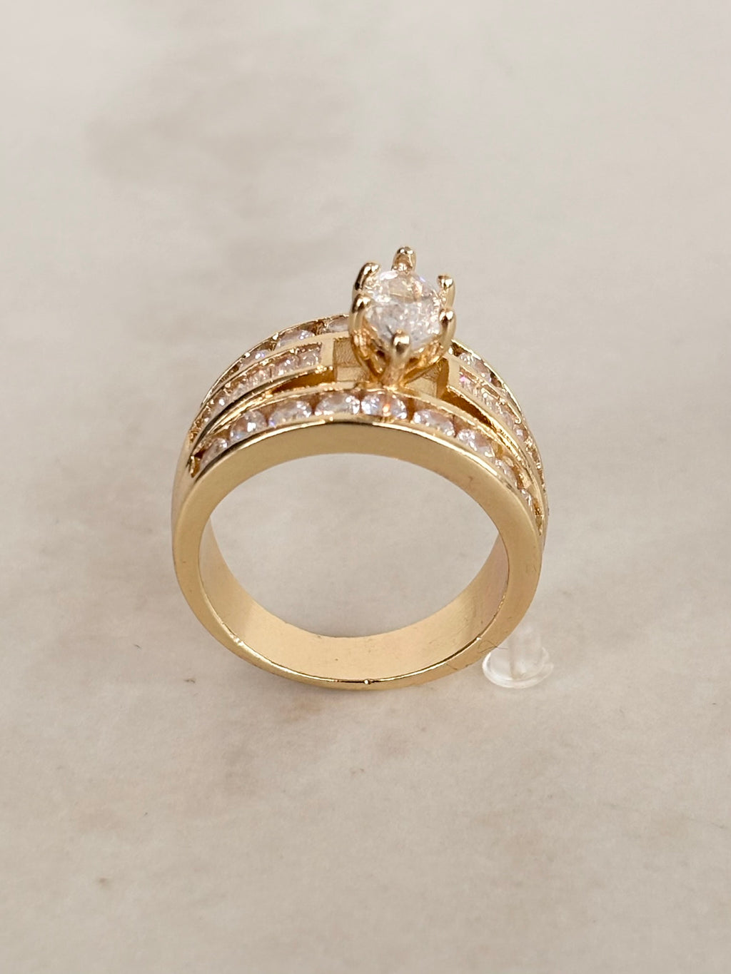 Gold Wide Band Marquise CZ Cocktail Ring