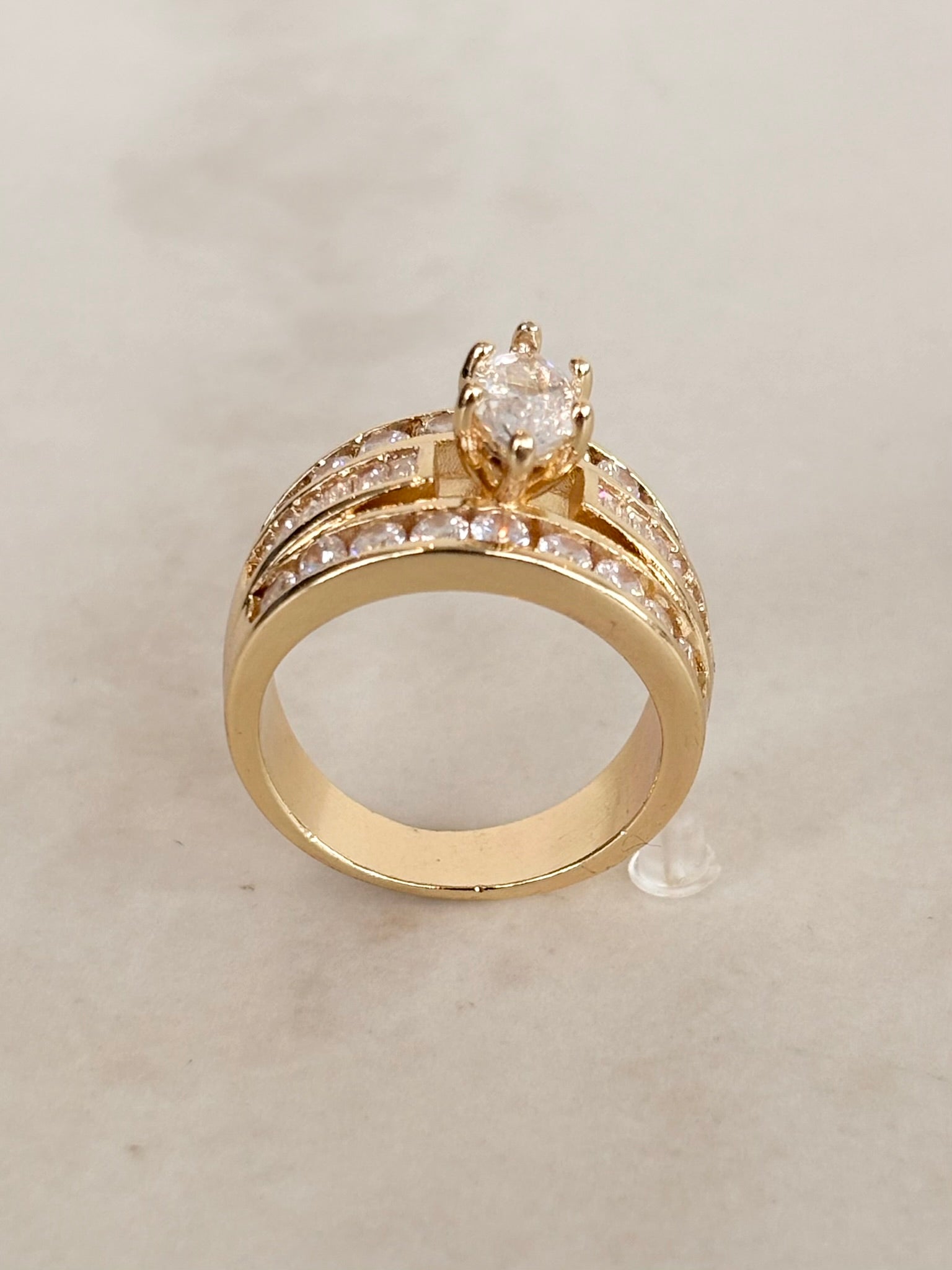 Gold Wide Band Marquise CZ Cocktail Ring