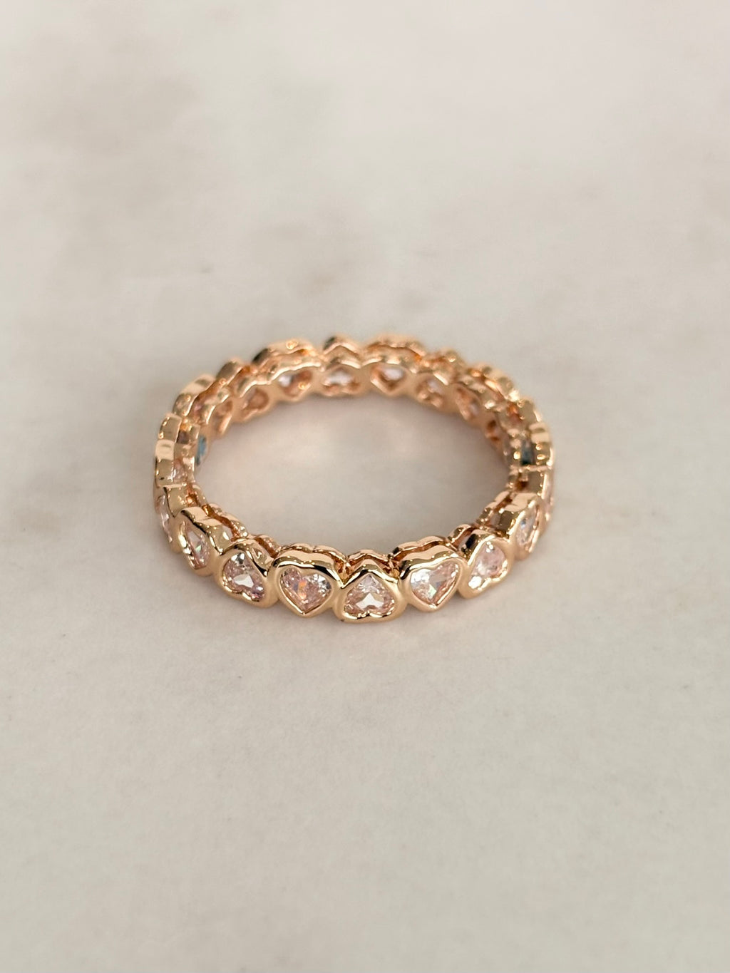Gold Heart CZ Eternity Ring