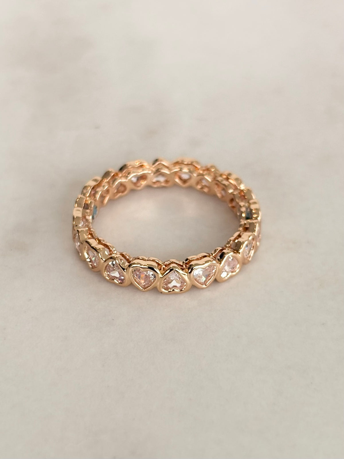 Gold Heart CZ Eternity Ring