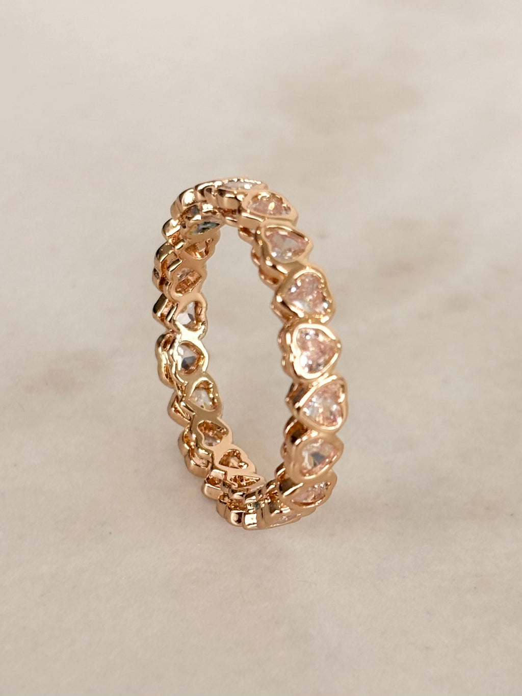Gold Heart CZ Eternity Ring