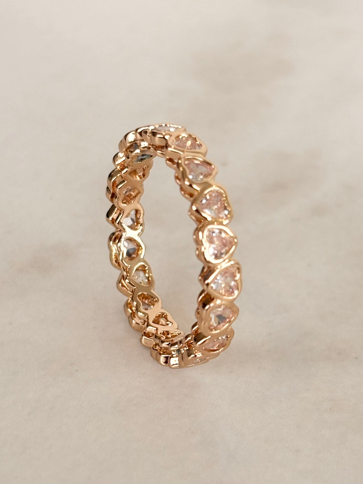 Gold Heart CZ Eternity Ring