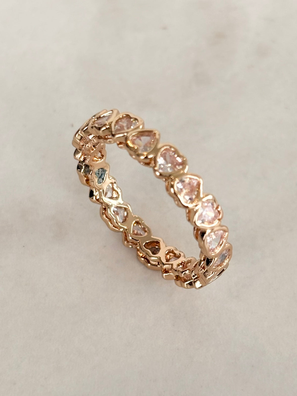 Gold Heart CZ Eternity Ring