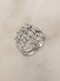 Silver Crystal Cluster Wrap Ring