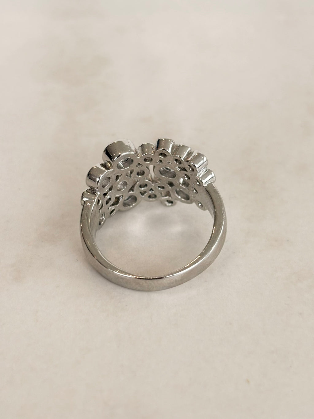Silver Bubble Cluster CZ Ring
