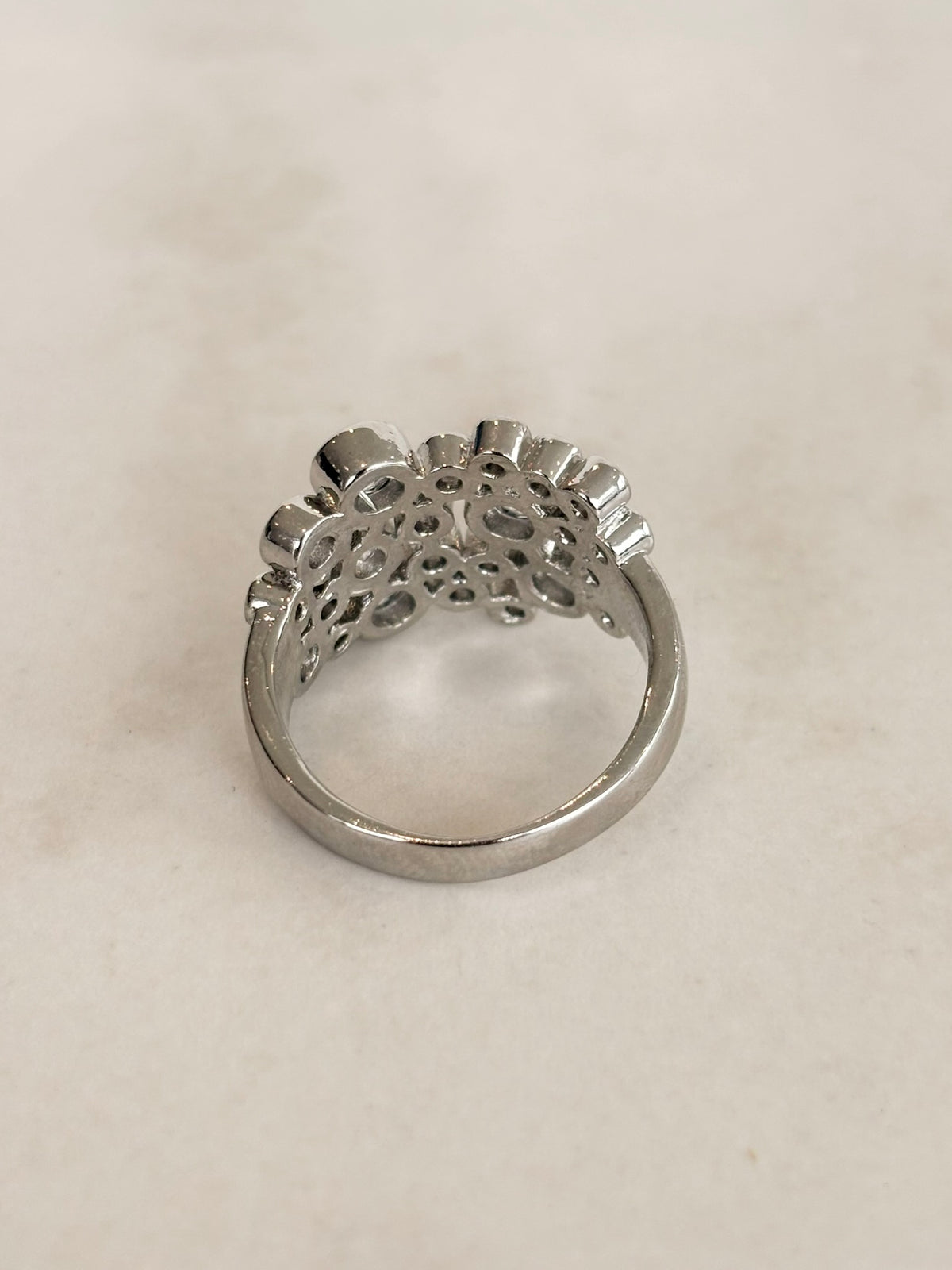 Silver Bubble Cluster CZ Ring
