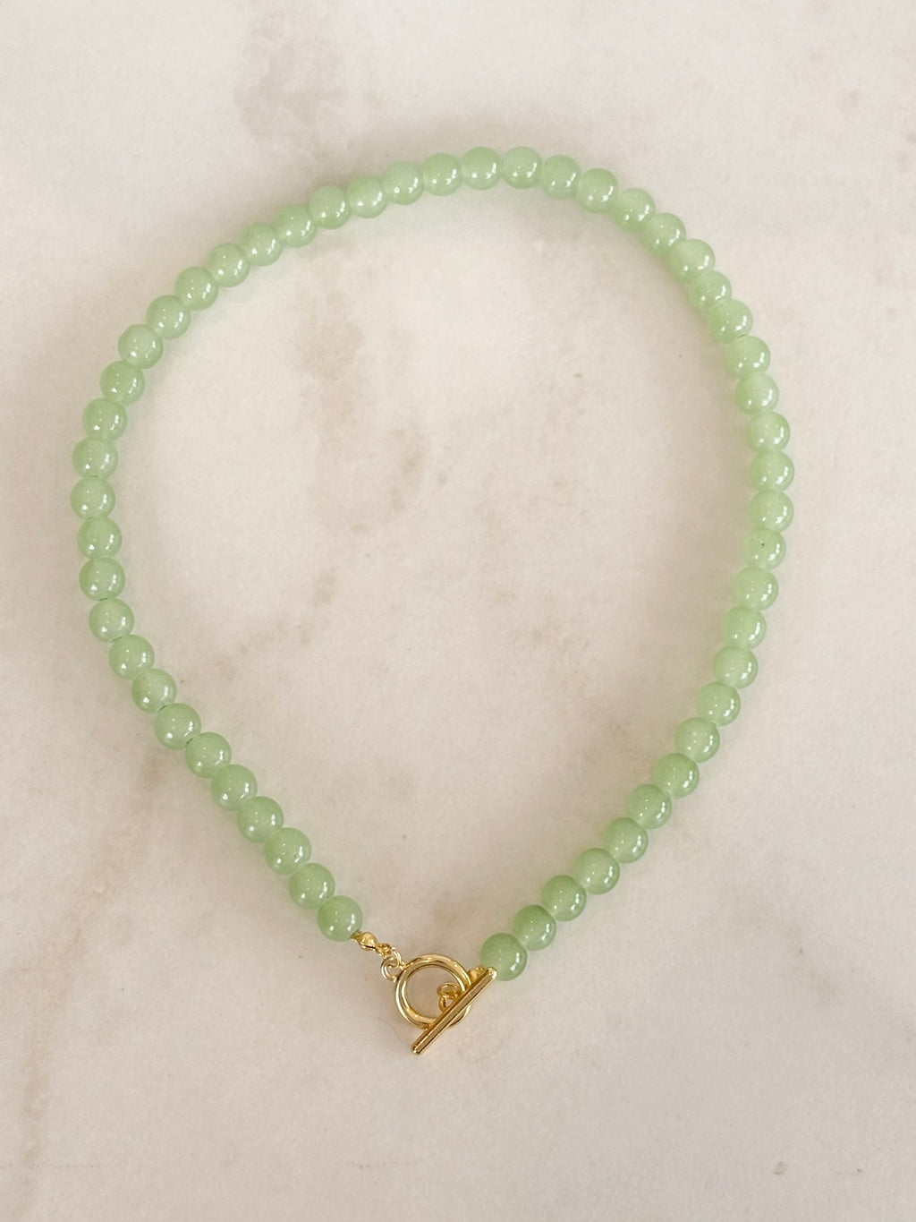 Sage Green Beaded Toggle Necklace