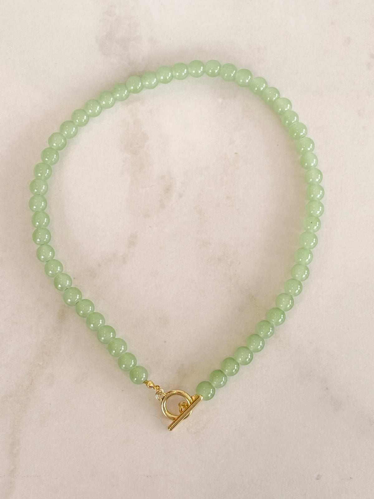 Sage Green Beaded Toggle Necklace