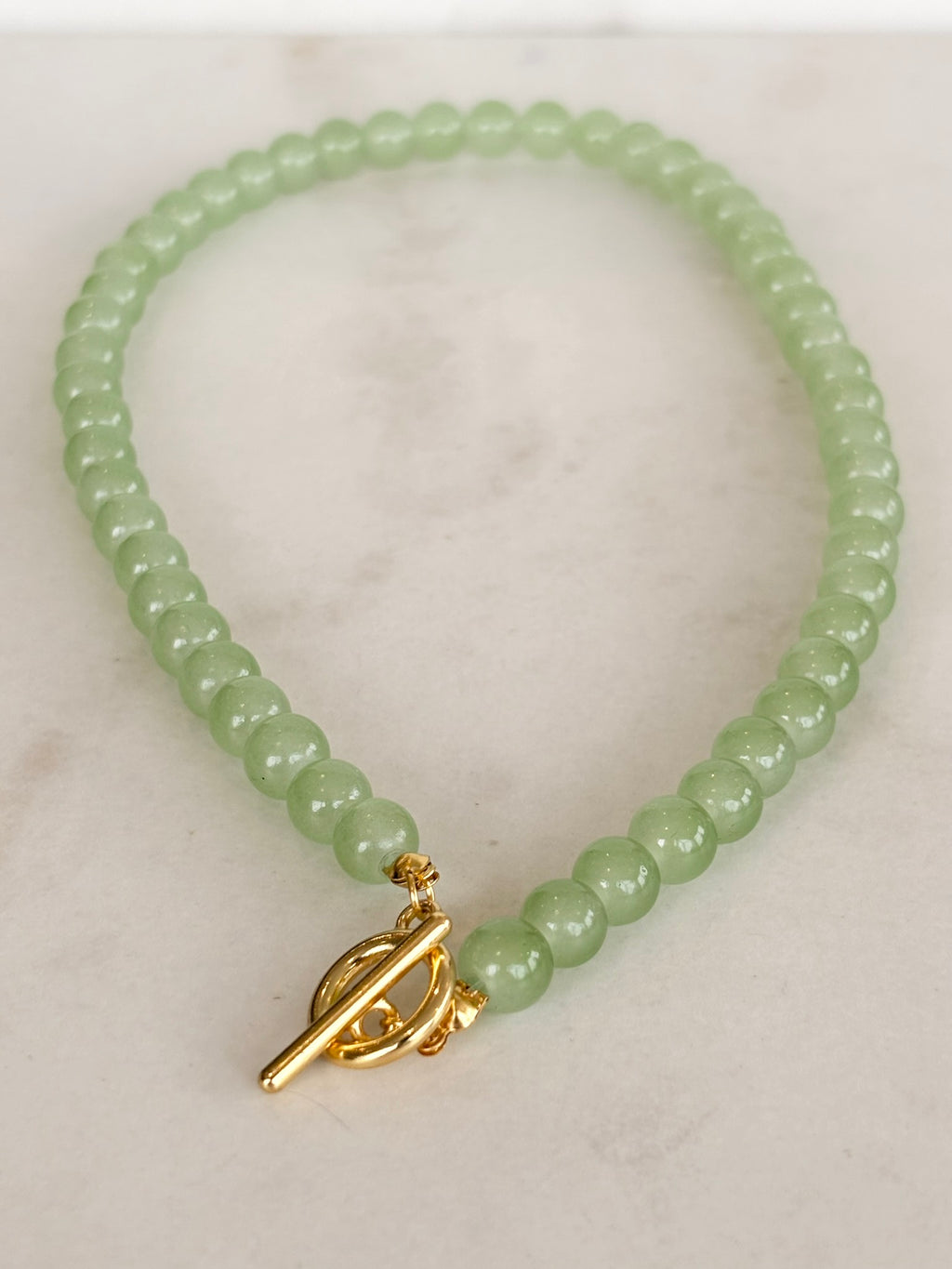 Sage Green Beaded Toggle Necklace