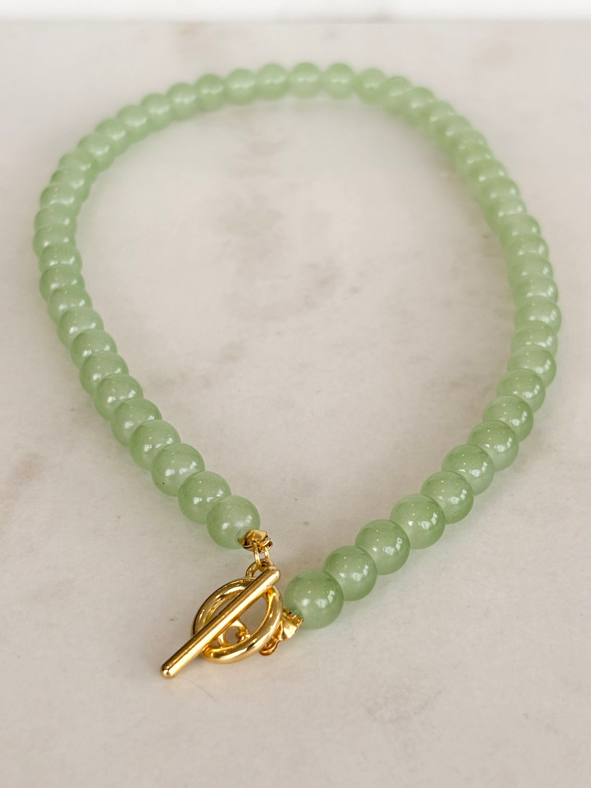 Sage Green Beaded Toggle Necklace