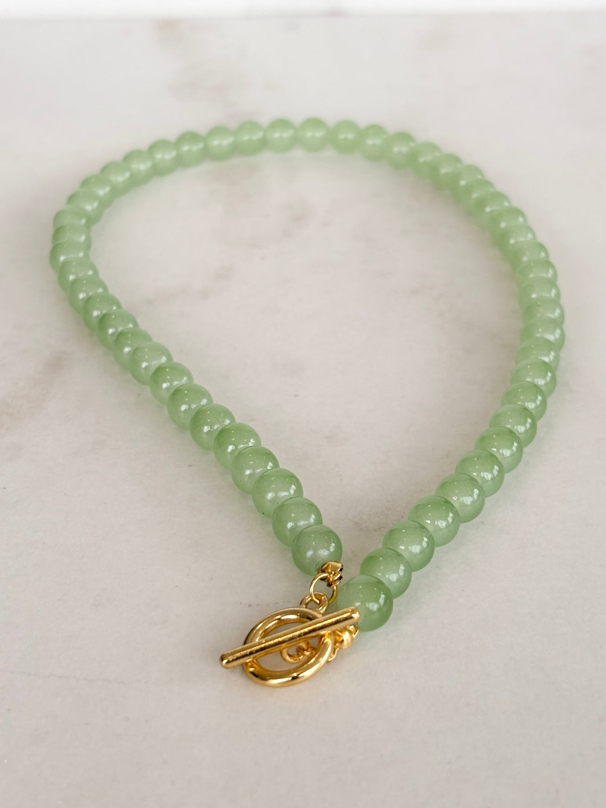 Sage Green Beaded Toggle Necklace