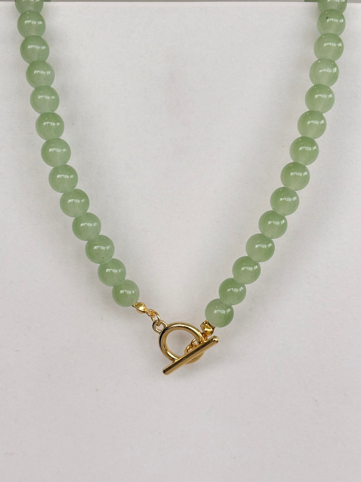 Sage Green Beaded Toggle Necklace