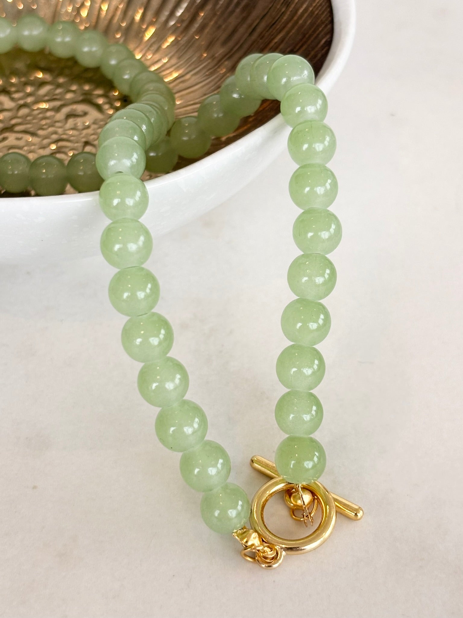 Sage Green Beaded Toggle Necklace