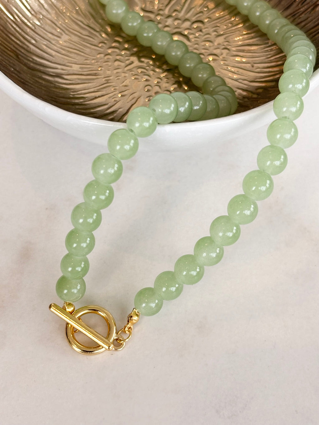 Sage Green Beaded Toggle Necklace