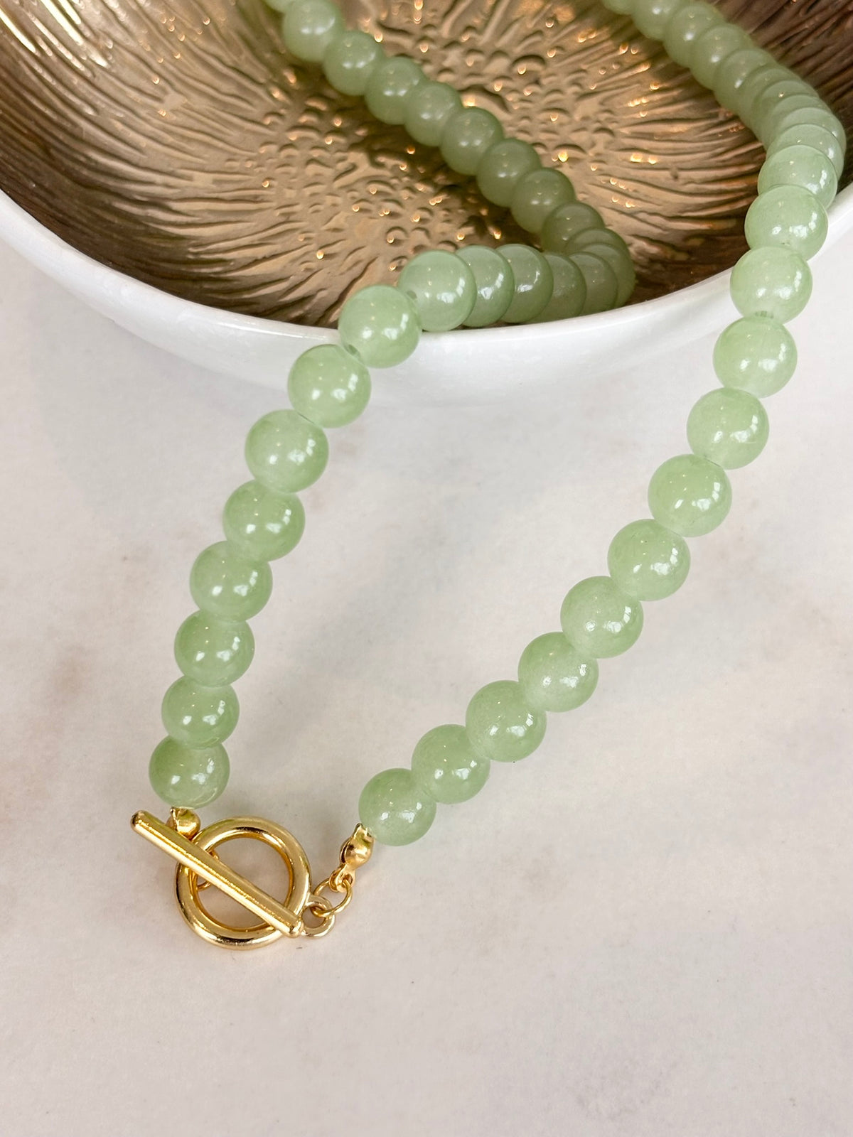 Sage Green Beaded Toggle Necklace