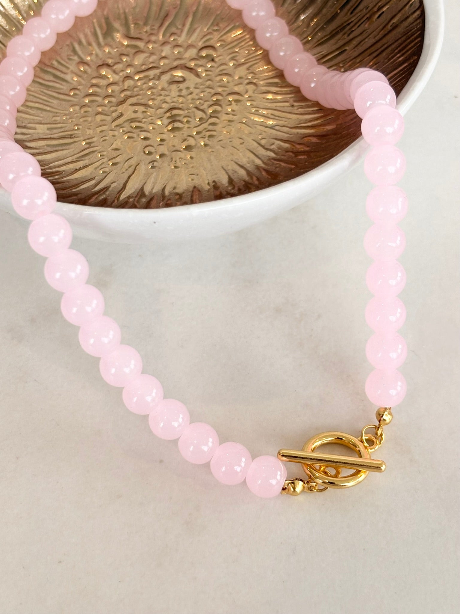 Blush Pink Beaded Toggle Necklace