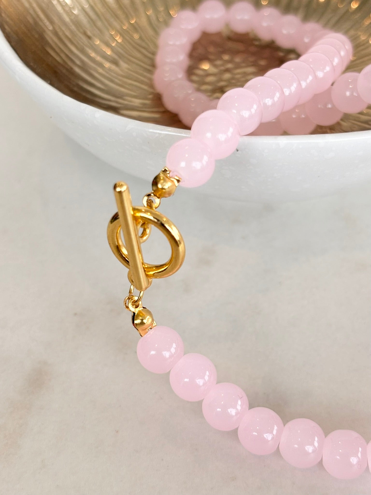 Blush Pink Beaded Toggle Necklace