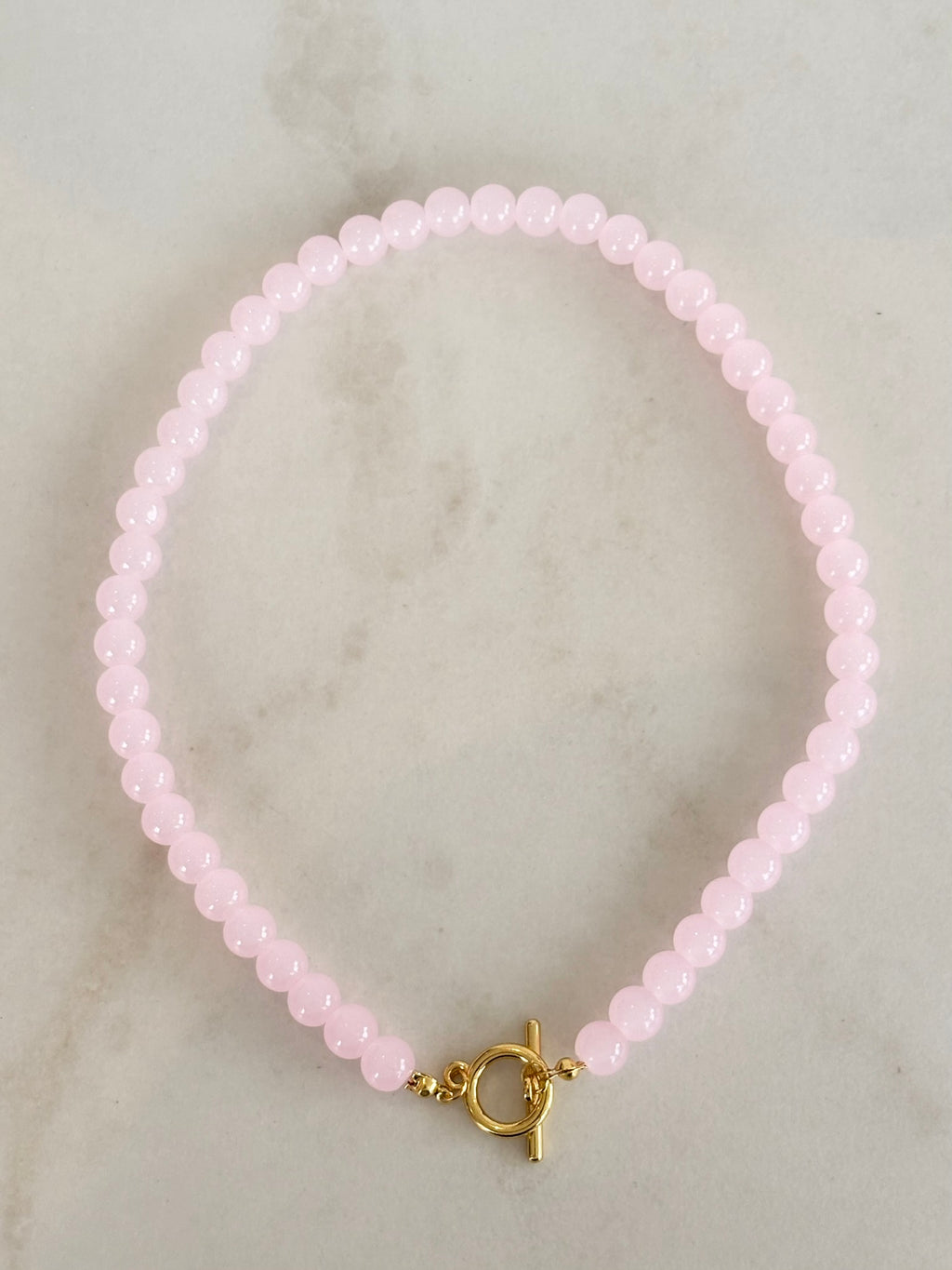 Blush Pink Beaded Toggle Necklace
