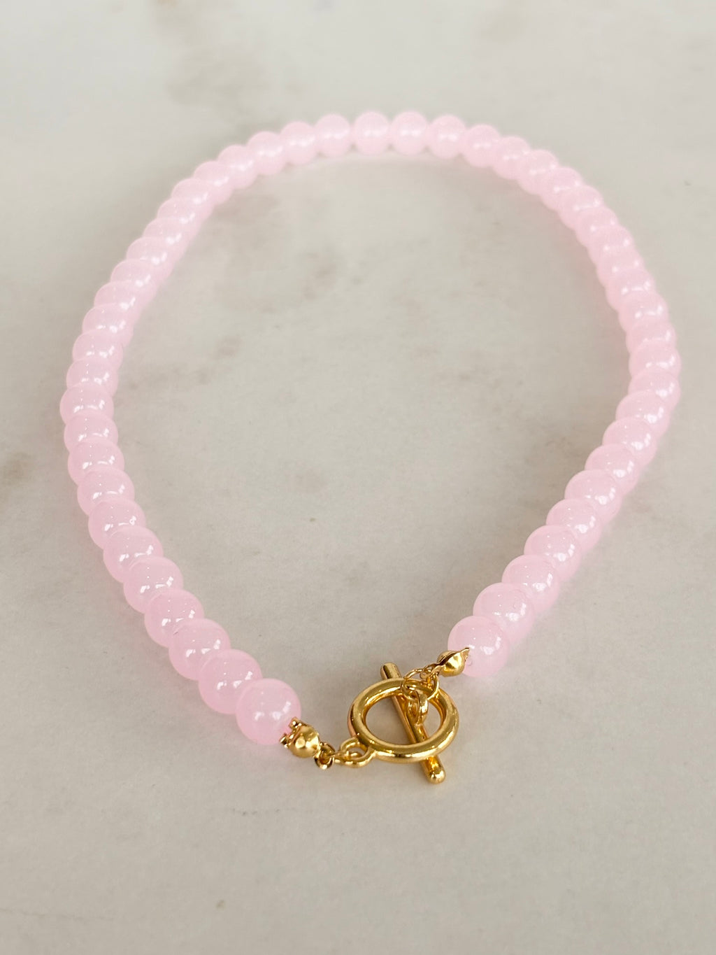 Blush Pink Beaded Toggle Necklace