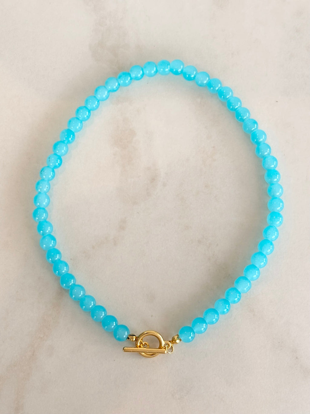 Sky Blue Beaded Toggle Necklace