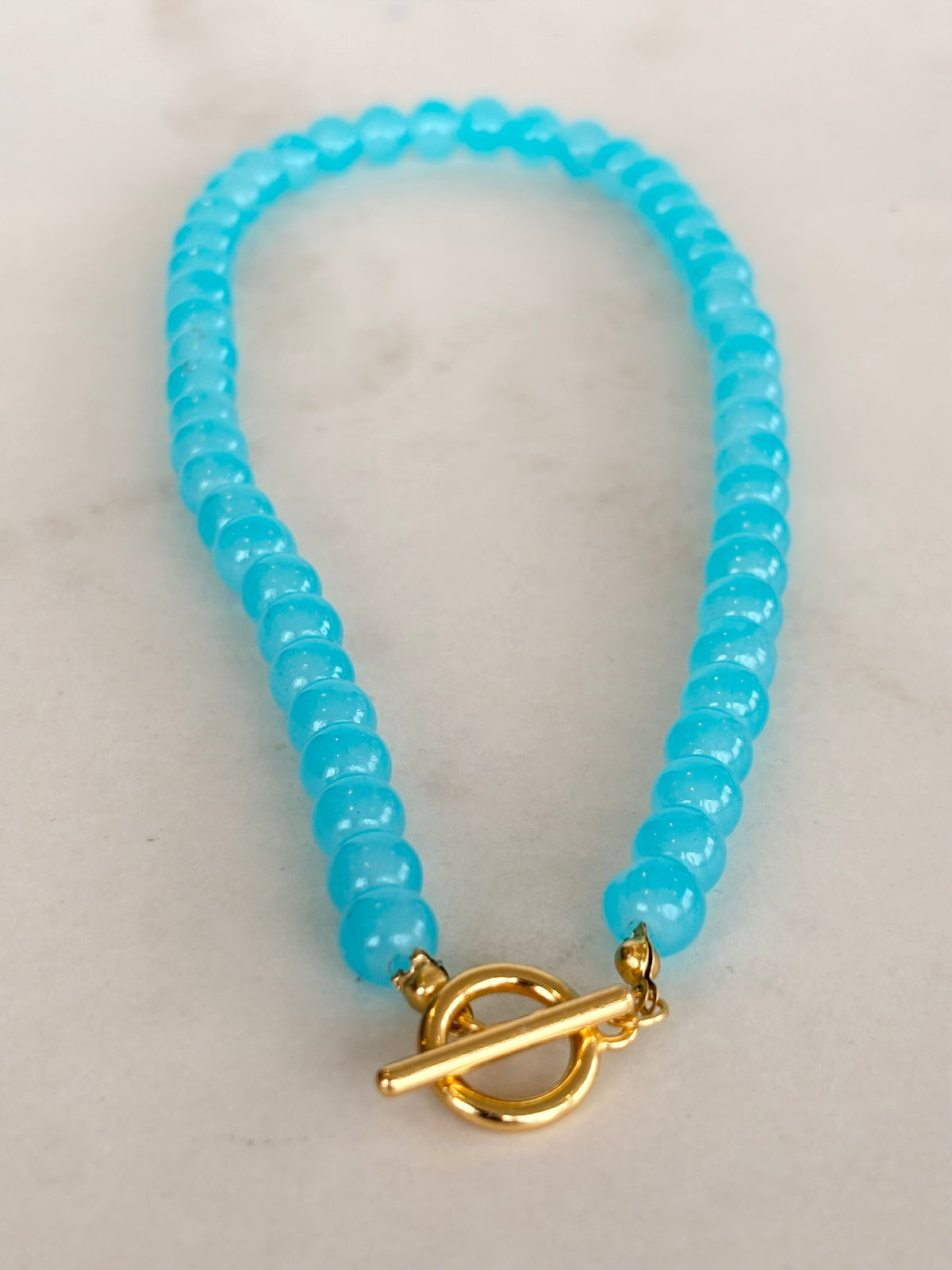 Sky Blue Beaded Toggle Necklace