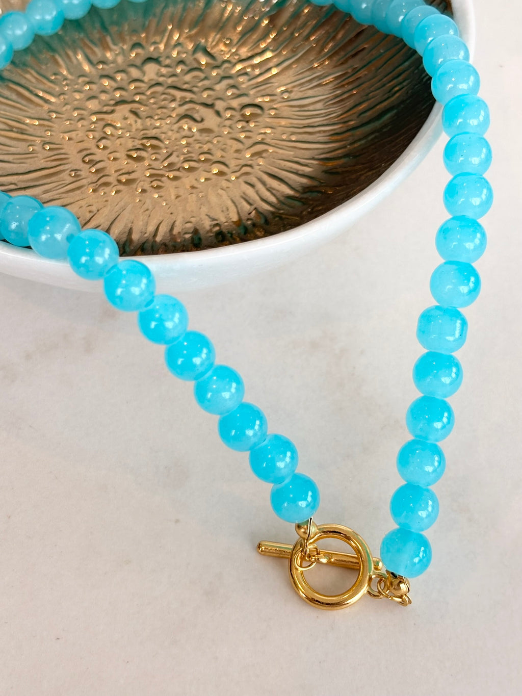 Sky Blue Beaded Toggle Necklace