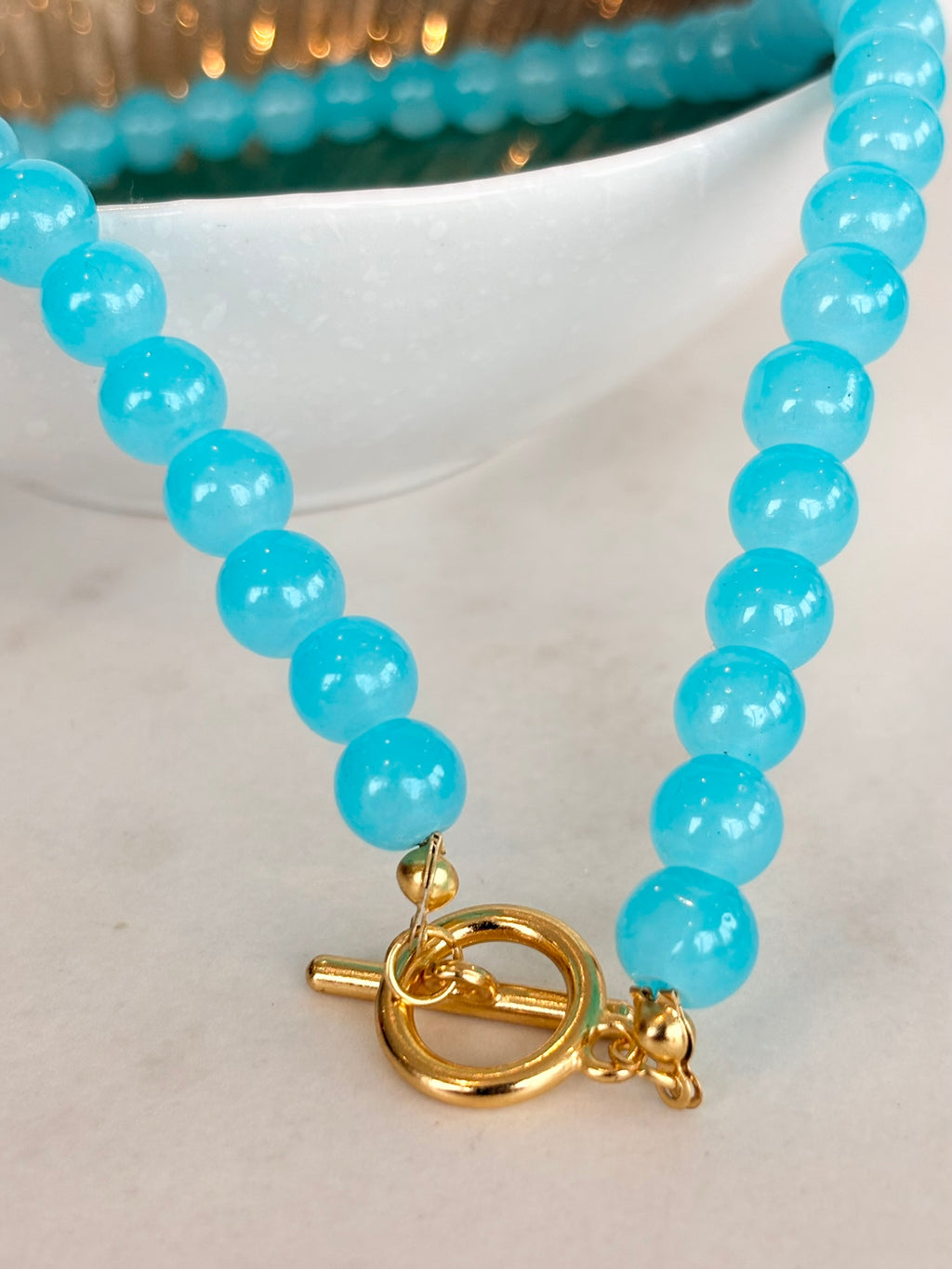 Sky Blue Beaded Toggle Necklace