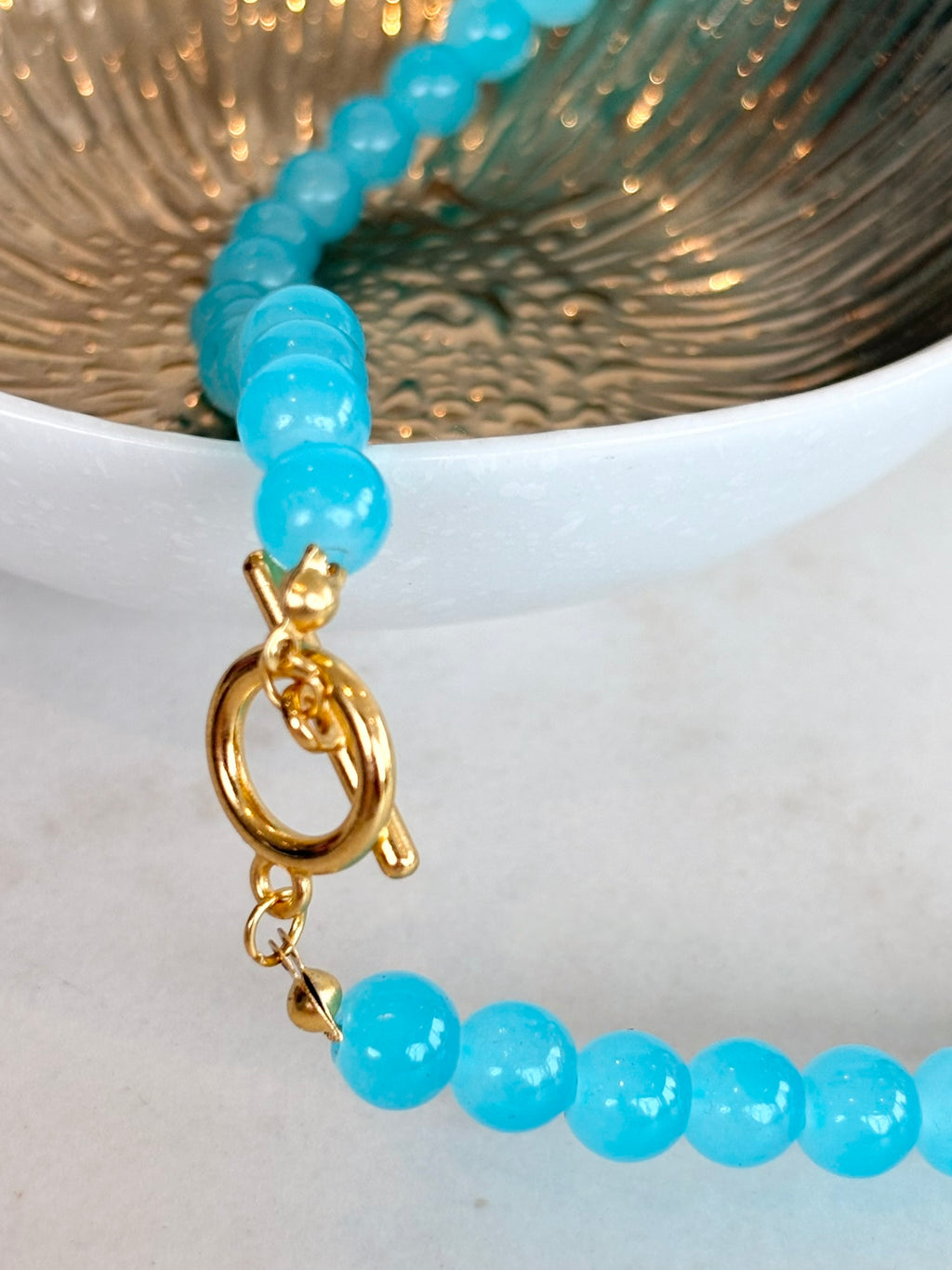 Sky Blue Beaded Toggle Necklace
