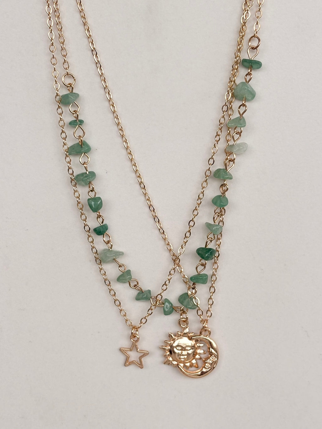 Celestial Sun Moon Star Layered Necklace