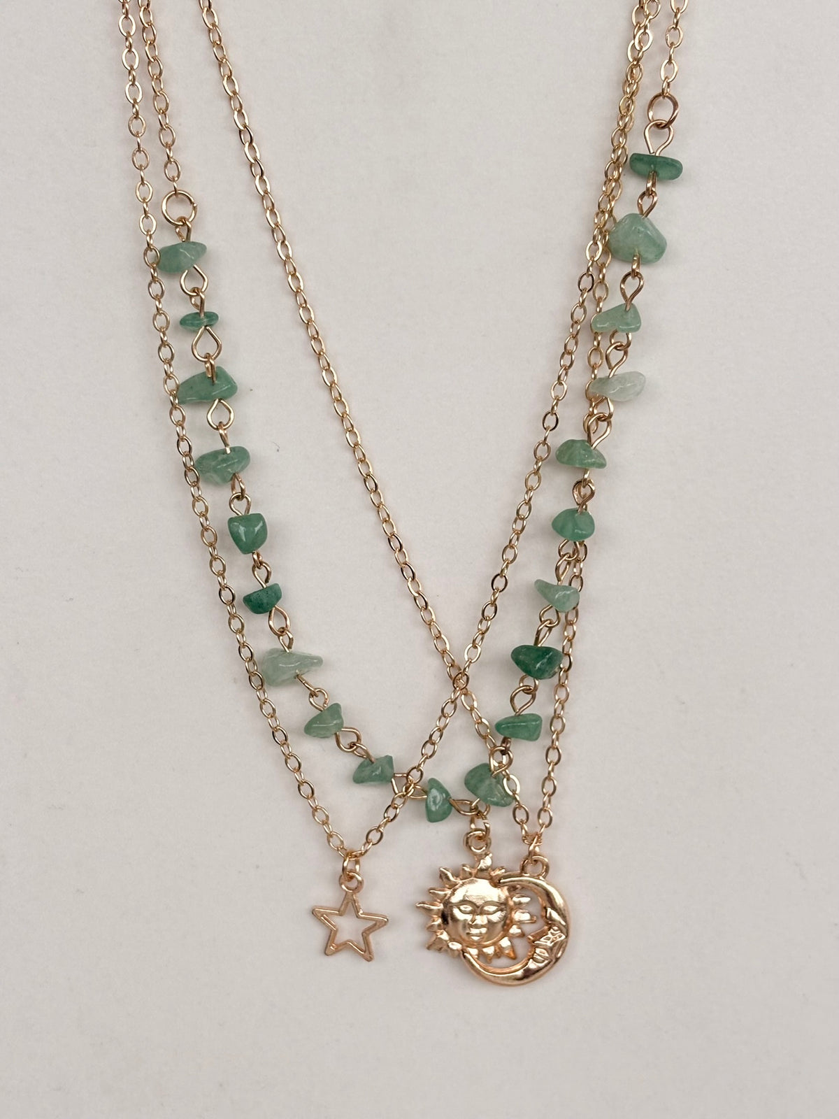 Celestial Sun Moon Star Layered Necklace