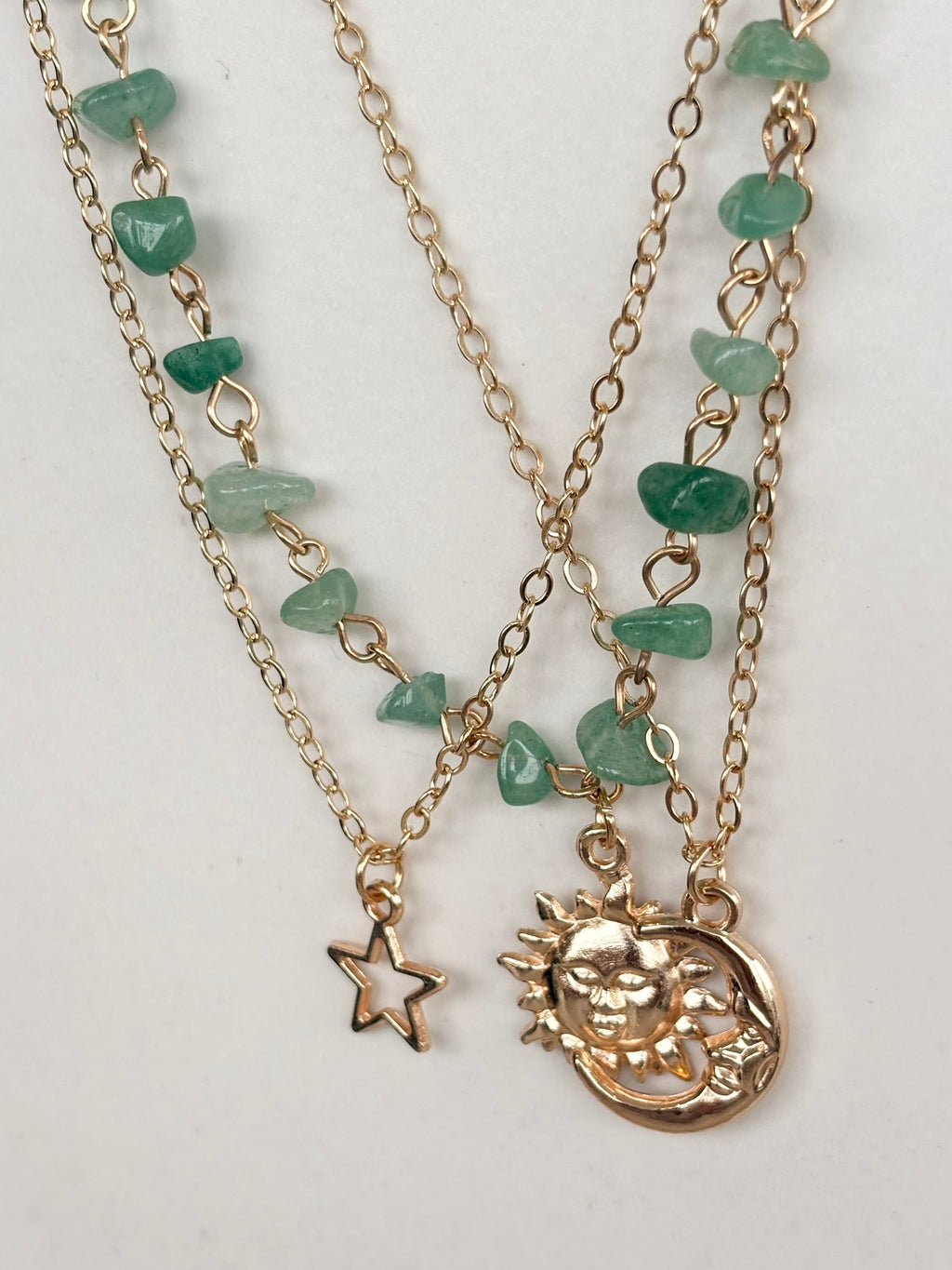 Celestial Sun Moon Star Layered Necklace