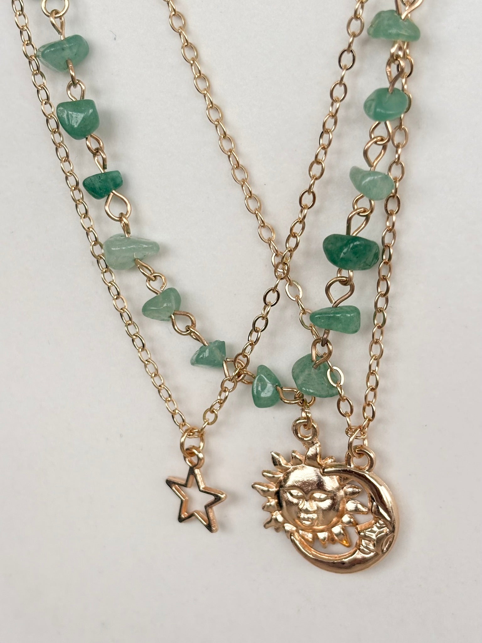 Celestial Sun Moon Star Layered Necklace