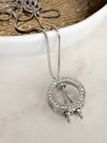 Silver Crystal Circle Slider Necklace, Lariat Style