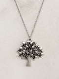 Silver Tree of Life Pendant Necklace, Teardrop Leaves