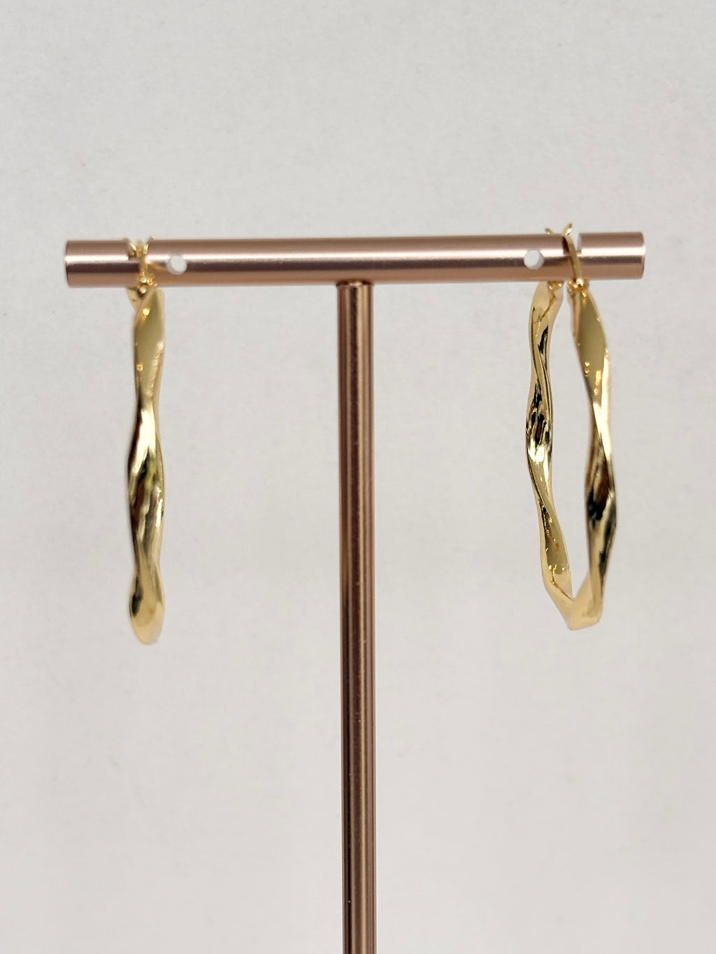 Gold Twisted Wave Hoop Earrings