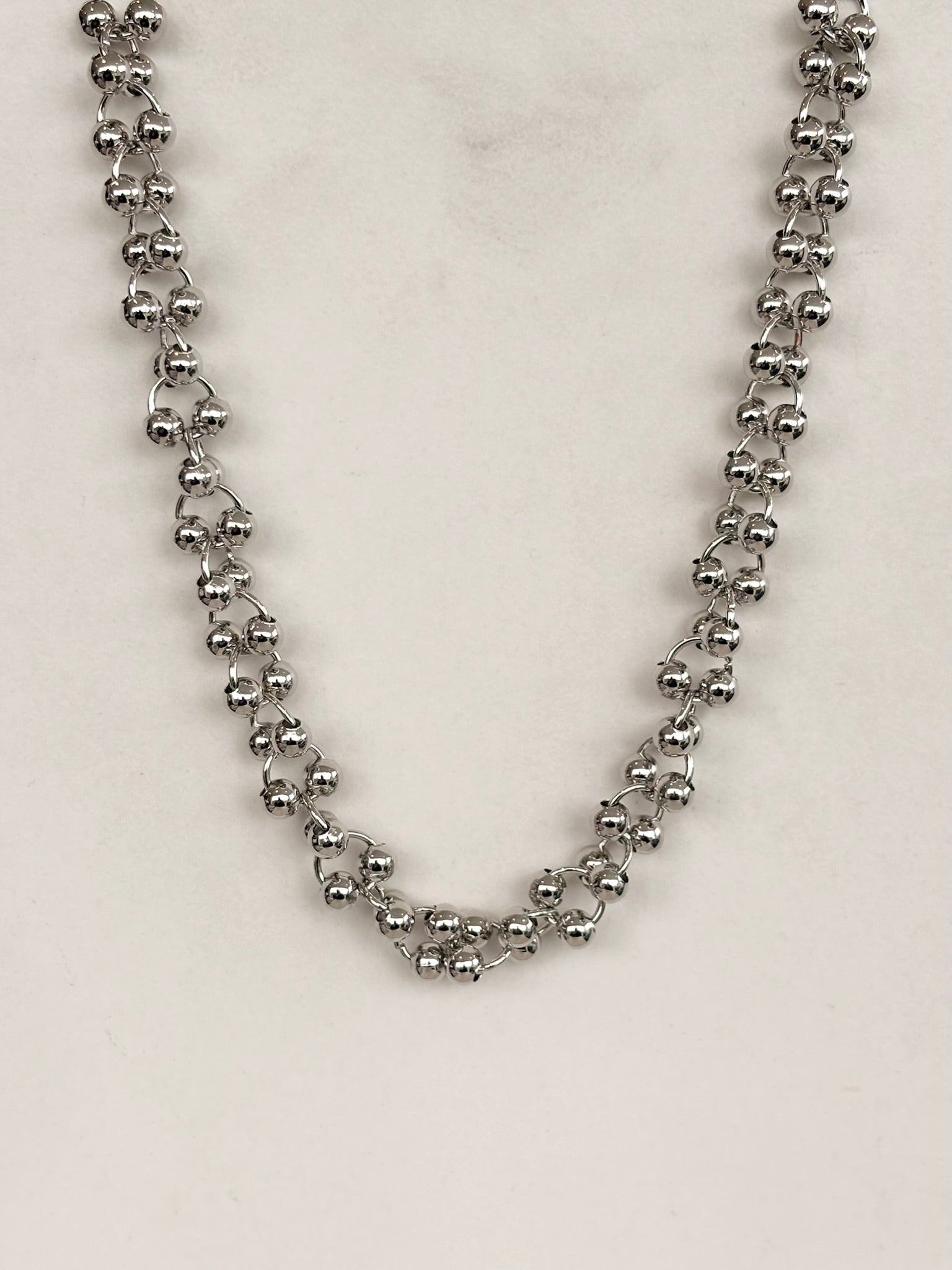 Silver Ball Chain Necklace, Stainless Steel
