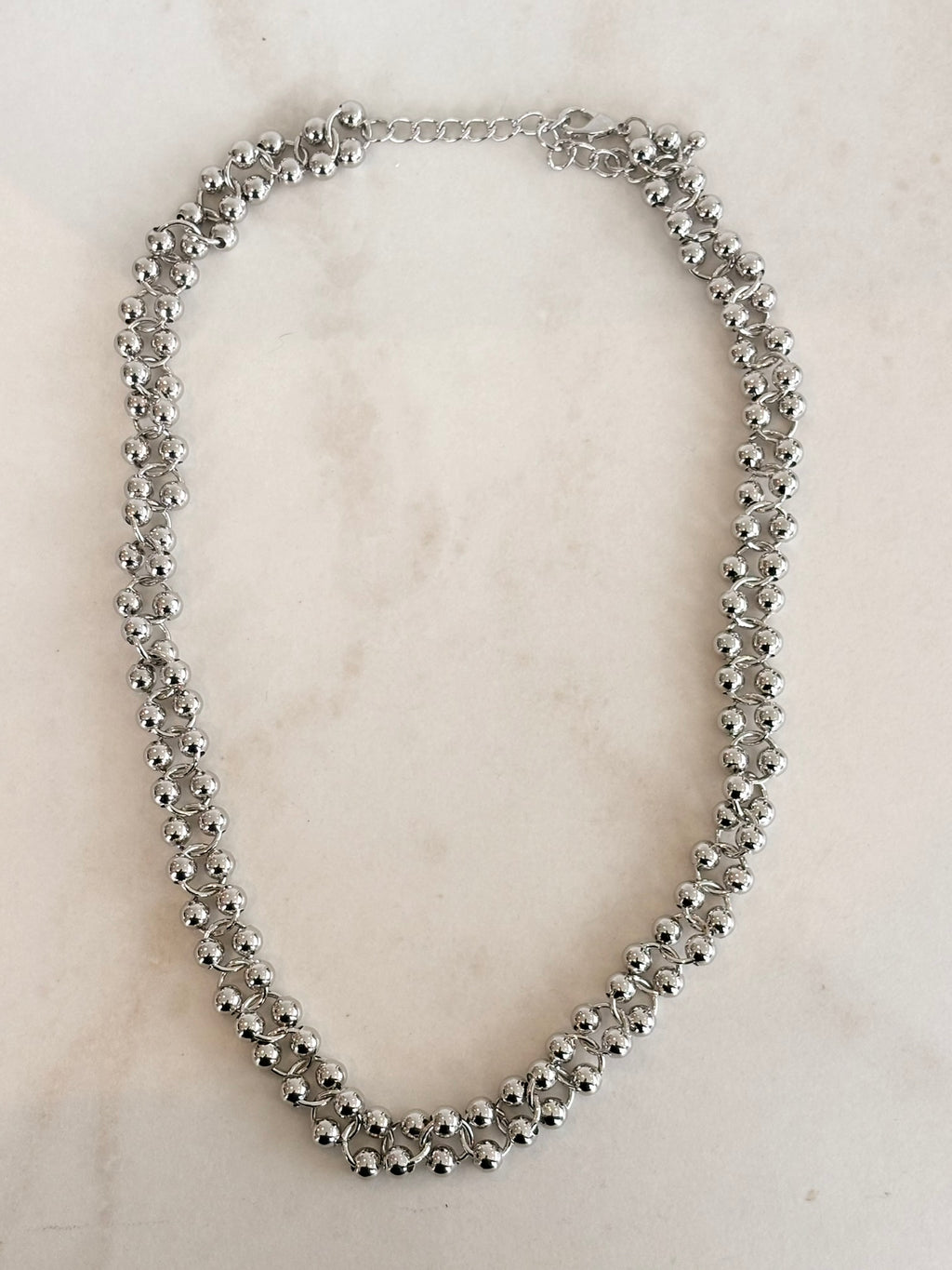Silver Ball Chain Necklace, Stainless Steel