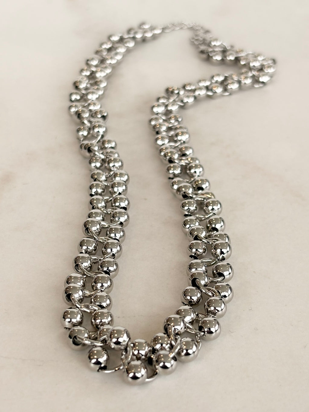 Silver Ball Chain Necklace, Stainless Steel