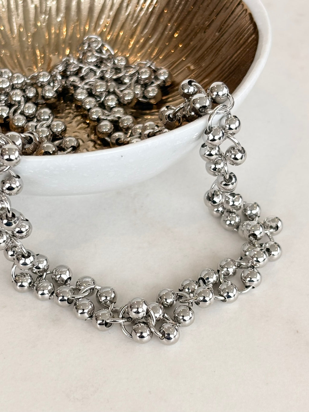 Silver Ball Chain Necklace, Stainless Steel